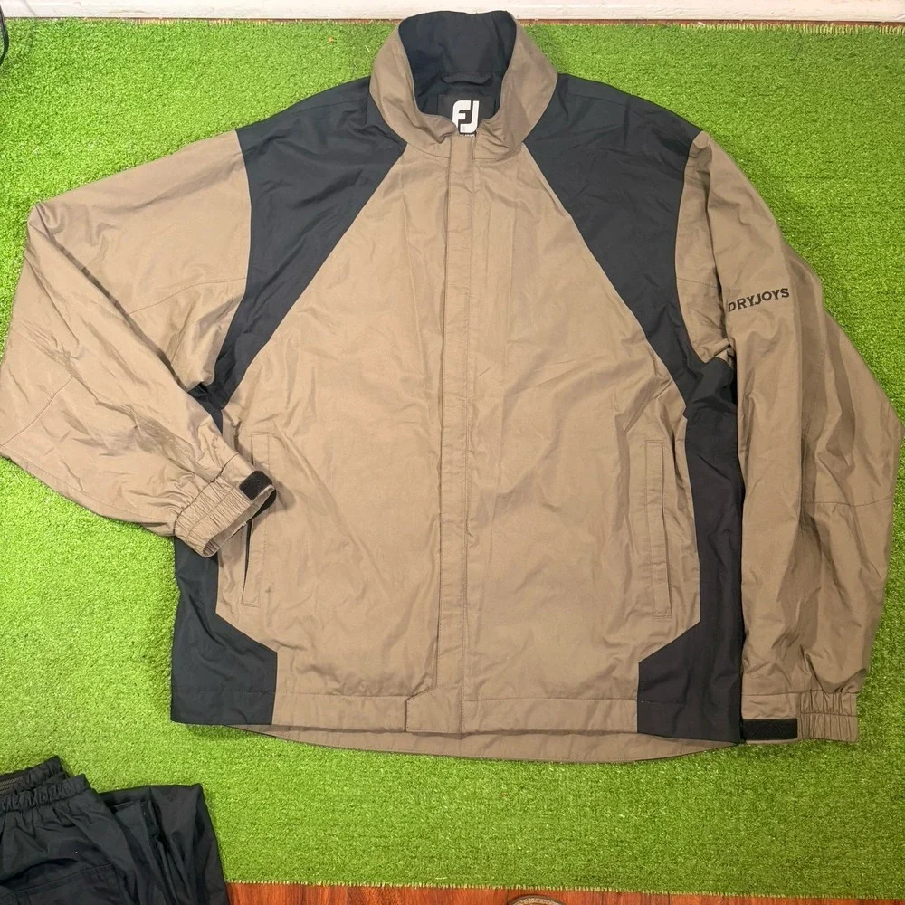 DryJoys by Foot Joy Men's LG Rain Suit Jacket & Pants Set Black Golf Wind